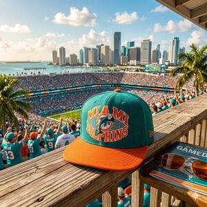Reebok Retro Miami Dolphins NFL Snapback Hat Teal Orange Vintage Style Cap OSFM
